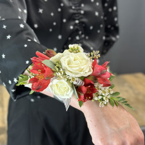 Red & White Corsage