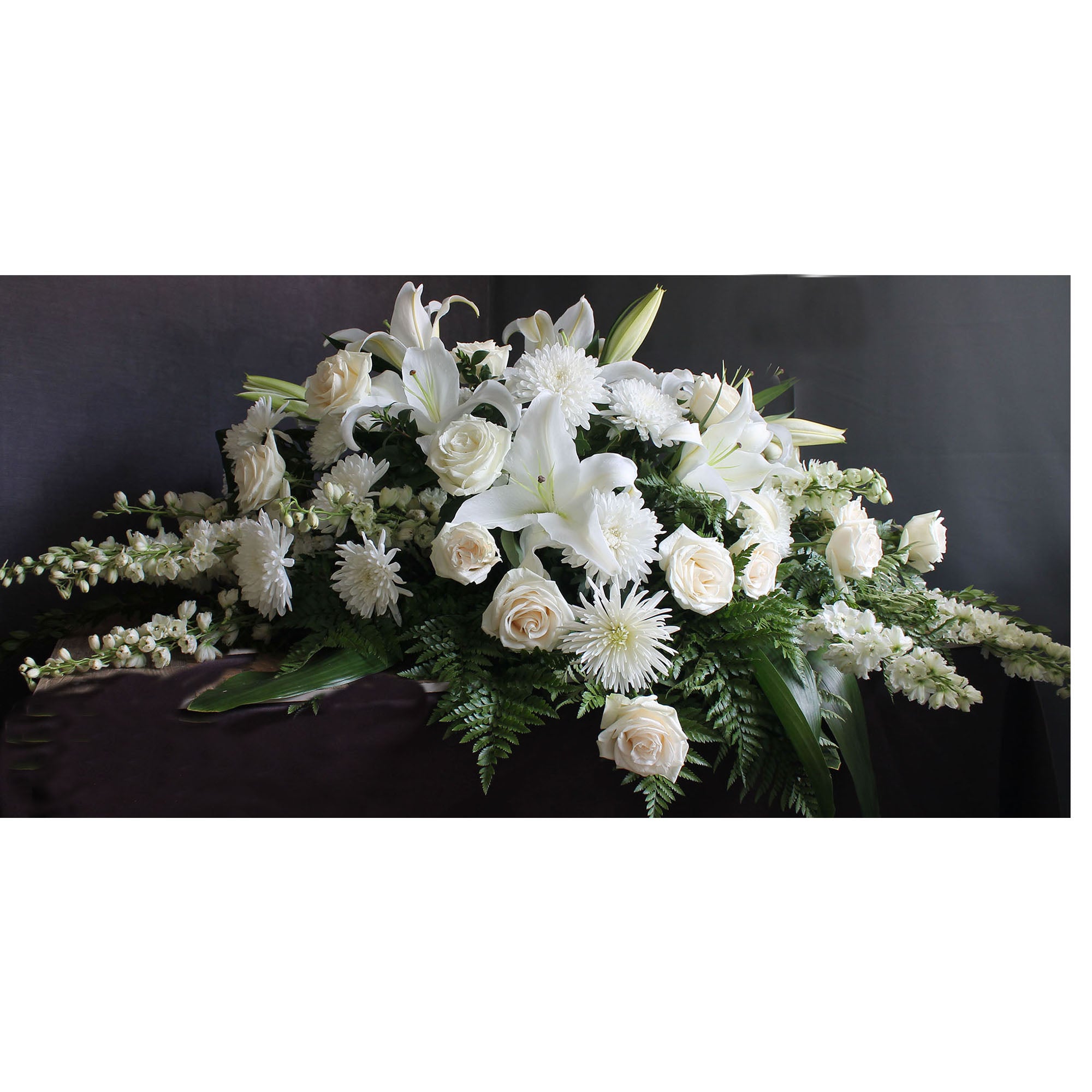 All White Casket Spray